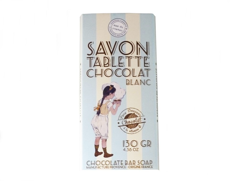 savon tablette chocolat blanc
